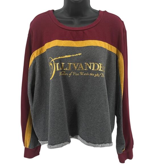 Harry Potter Sweatshirt WMNS Size 3 Grey Maroon Colorblock Crew Neck Soft Wizard - Picture 1 of 7